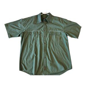 Timberland Weathergear Rugged Fit XL Green Button Shirt Vintage 90s 1998